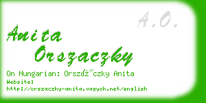 anita orszaczky business card